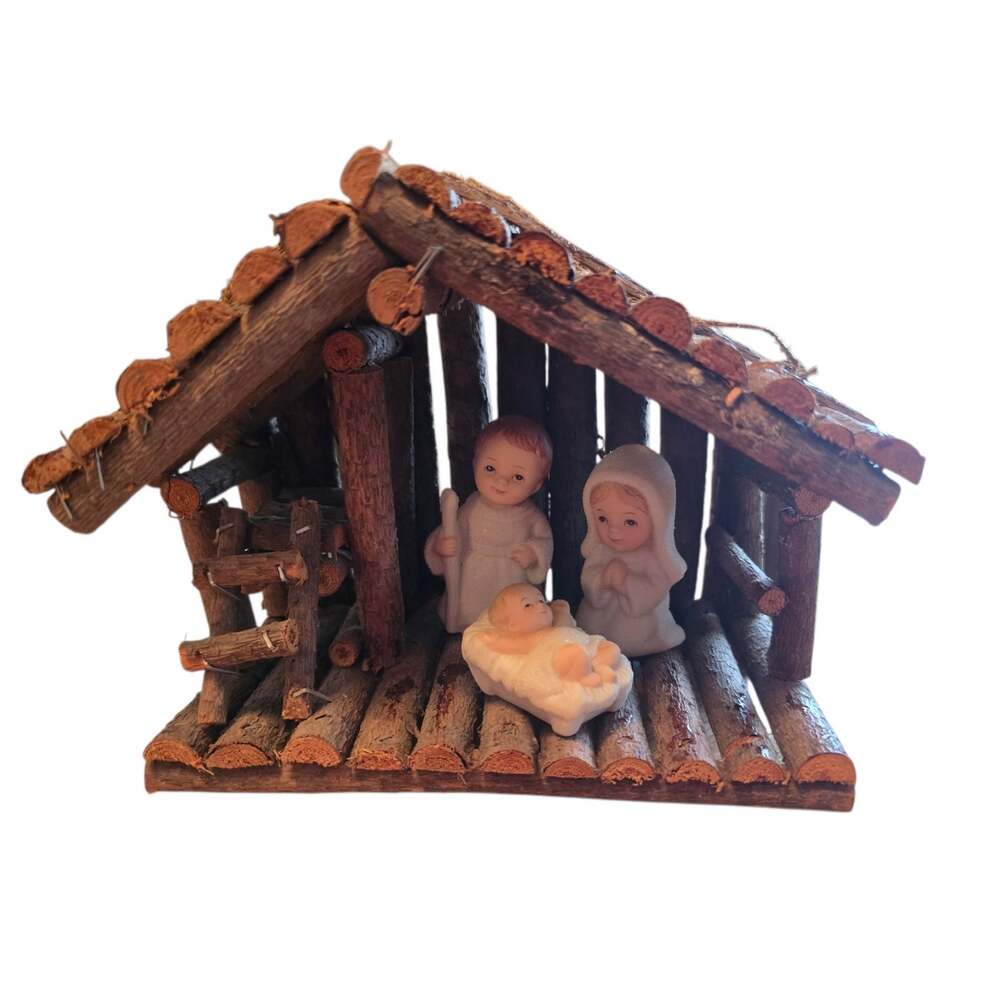 Vintage Rustic  Homco Nativity Scene 6.5" X 7.5" Ceramic Christmas